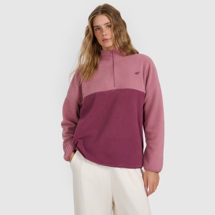 Dámska fleece s golierom regular - ružový