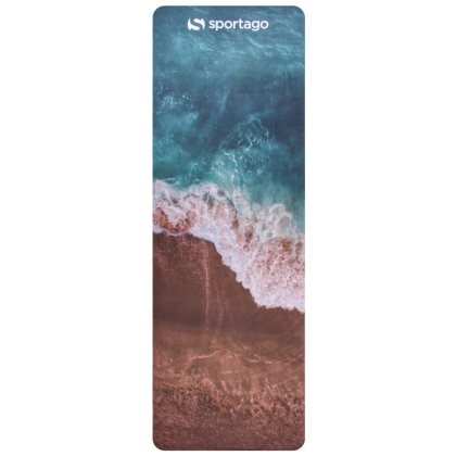 Designová TPE podložka na jógu Sportago s mikrovláknem 183x61 cm - pacific - 4 mm