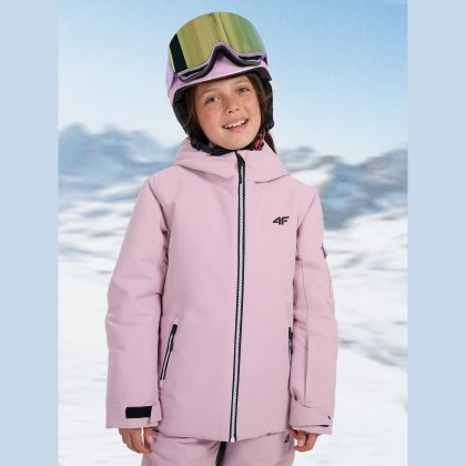 Snowboardová bunda membrána 8000 dievčenská - ružová
