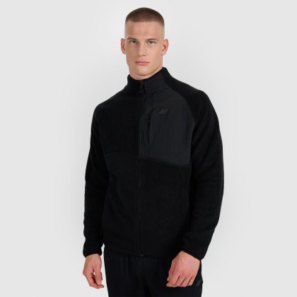 Pánsky sherpa fleece so stojačikom - čierny