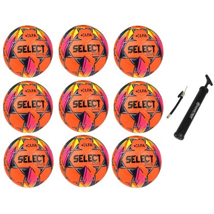 Výhodný akčný set - 9x Futbalová lopta SELECT FB Brillant Super TB SK Chance Liga 2024/25 5 oranžový-modrý