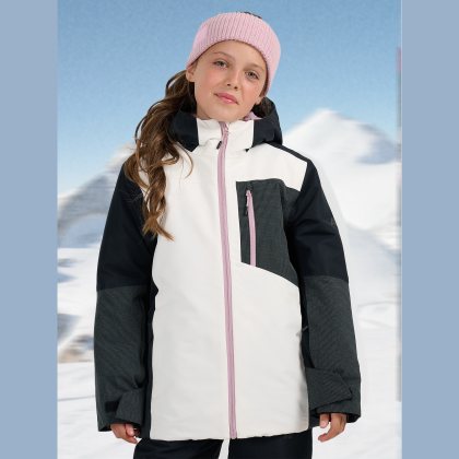 Snowboardová bunda membrána 10000 dievčenská - biela