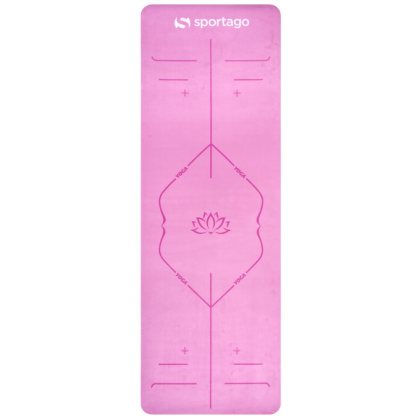 Designová TPE podložka na jógu Sportago s mikrovláknem 183x61 cm - růžová mandala - 4 mm