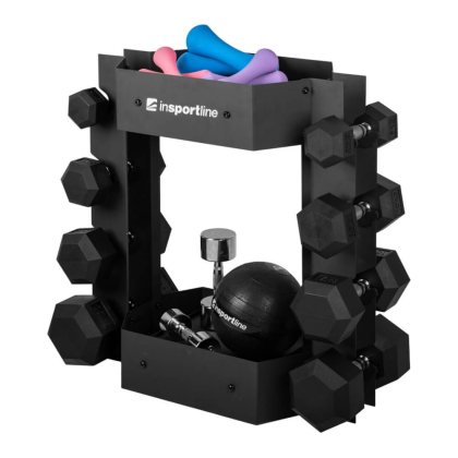 Stojan na činky inSPORTline RK3020, 8 pozícií + 2 police