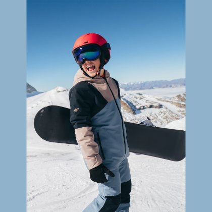 Chlapčenská snowboardová bunda membrána 10000 - hnedá