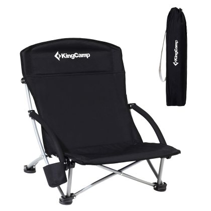 Kemping skladacia stolička KING CAMP Deluxe s opierkami oceľ - čierna