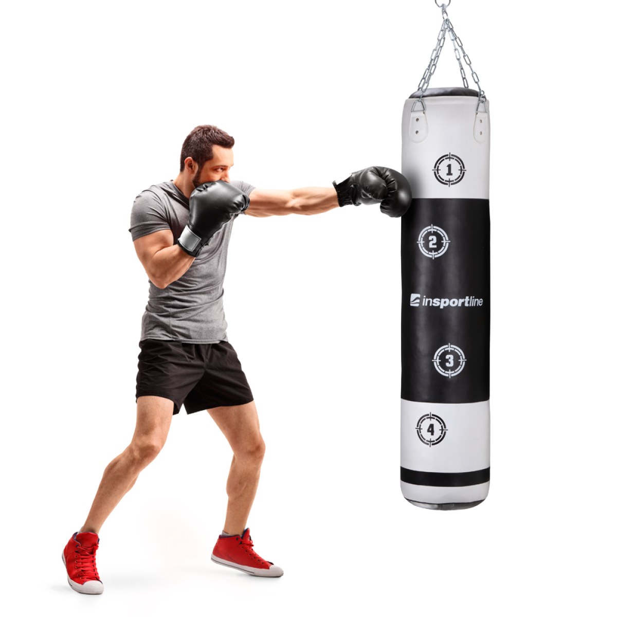 Boxovacie vrece inSPORTline Robkin 35x150 cm / 40 kg - Farba: Biela · záber 1