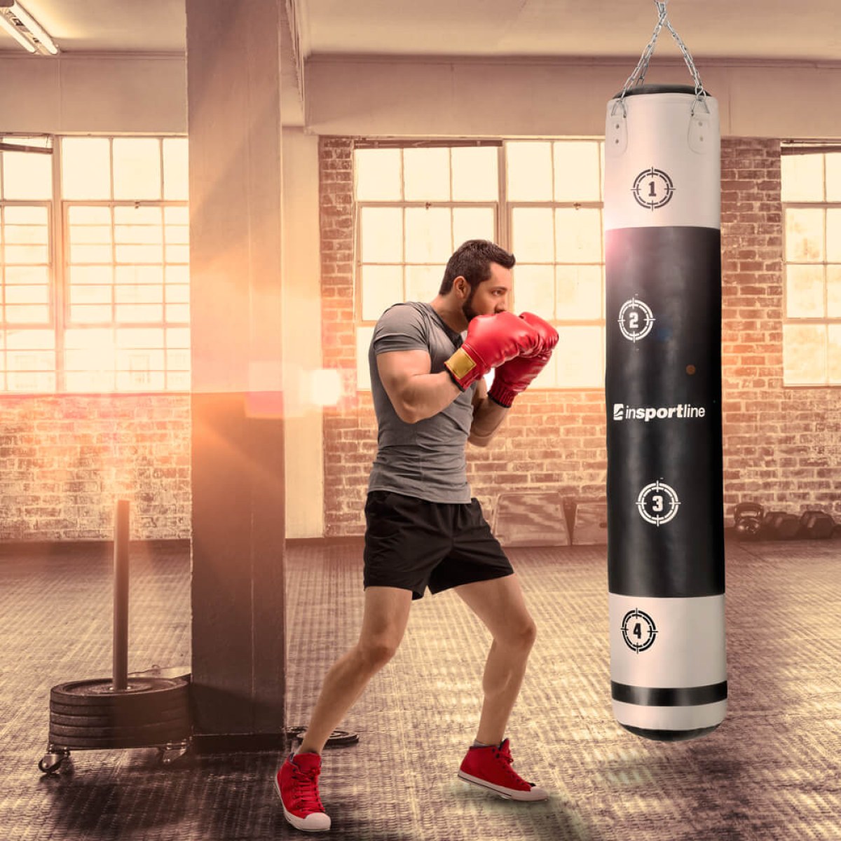 Boxovacie vrece inSPORTline Robkin 180x35cm / 50 kg - Farba: Biela · záber 3