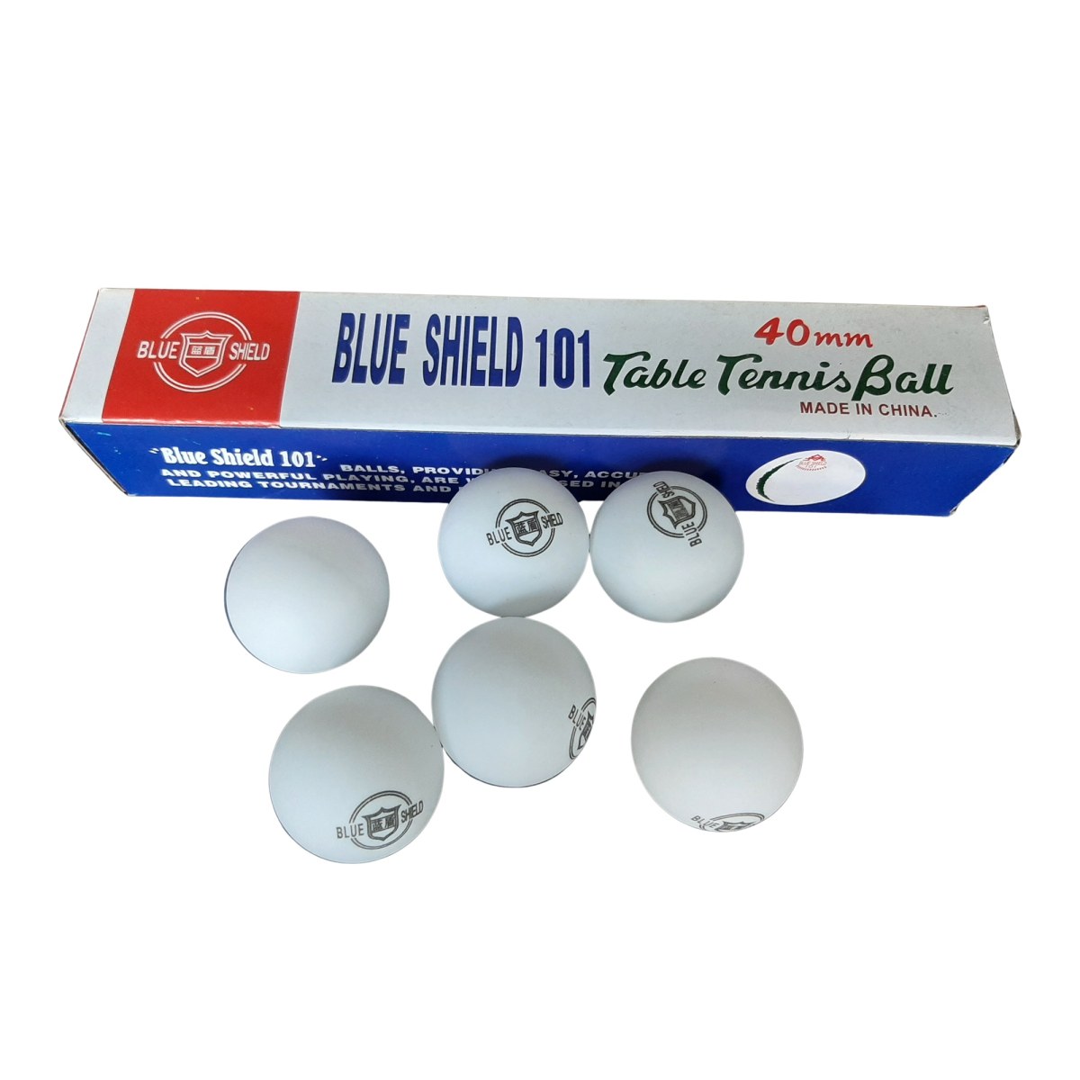 Loptičky na stolný tenis SHIELD 101 - 40 mm 6 ks - biele · záber 1