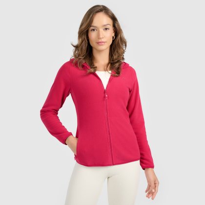 Dámsky slim fleece s kapucňou - ružový