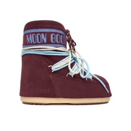 Nízke zimné topánky MOON BOOT MB ICON LOW SUEDE LACES-D013 BURGUNDY