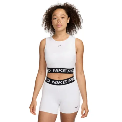 Dámske tréningové tričko s krátkym rukávom NIKE PRO DF 365 CROP TANK-100 WHITE BLACK