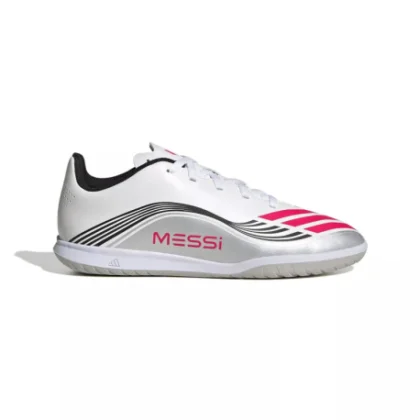 Chlapčenské futbalové kopačky halové ADIDAS F50 Messi Club Jr IC cloud white lucid red silver metallic