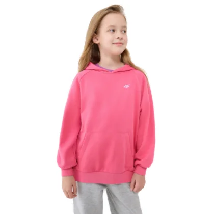 Dievčenská mikina s kapucňou 4F JUNIOR SWEATSHIRT F1478-54S-PINK