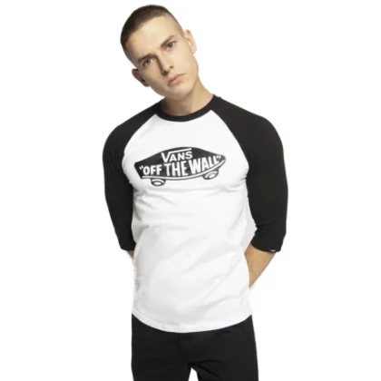 Pánske tričko s krátkym rukávom VANS STYLE 76 RAGLAN-WHITE-BLACK