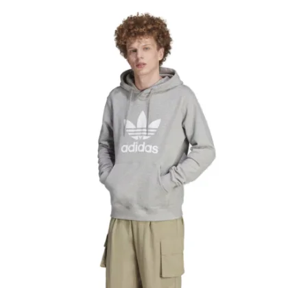 Pánska mikina s kapucňou ADIDAS ORIGINALS TREFOIL HOODY-IM4490-medium grey heather