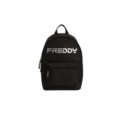 Dámsky batoh FREDDY Backpack with a silver logo and outer pocket-Black