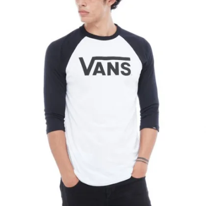 Pánske tričko s krátkym rukávom VANS CLASSIC RAGLAN-WHITE-BLACK