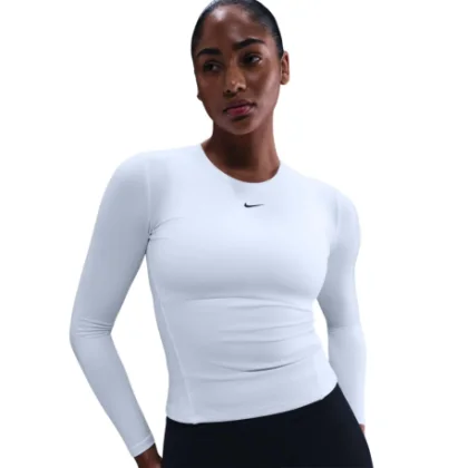 Dámske tréningové tričko s dlhým rukávom NIKE W NK ONE DF FTTD LS TOP WHITE BLACK