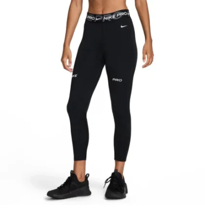 Dámske legíny NIKE PRO W NP DF MR 7 8 TIGHT TT-010 BLACK IRON GREY WHITE WHITE