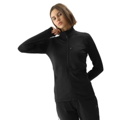 Dámska turistická mikina so zipsom 4F SWEATSHIRT FNK-4FWSS24TFSWF316-21S-BLACK