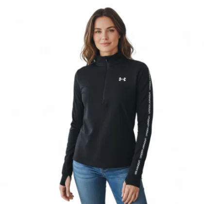 Dámska tréningová mikina s 1 2 zipsom UNDER ARMOUR UA Tech WM Tape Half Zip-BLK