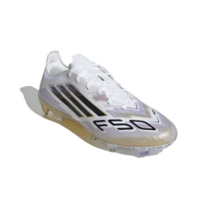 Pánske futbalové kopačky outdoorové ADIDAS F50 Pro M FG cloud white core black gold metallic