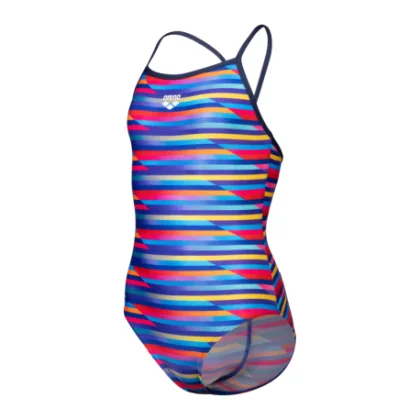 Dievčenské plavecké jednodielne plavky ARENA GIRLS RACING STRIPE SWIMSUIT LIGHTDROP BACK