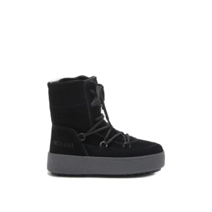 Dievčenské vysoké zimné topánky MOON BOOT JTRACK LACE SUEDE, 003 black
