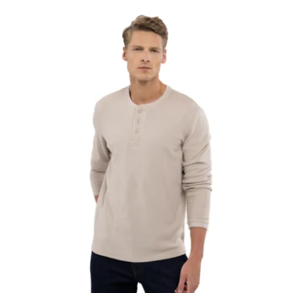 Pánske tričko s dlhým rukávom VOLCANO L-KROTI-101-CREAM