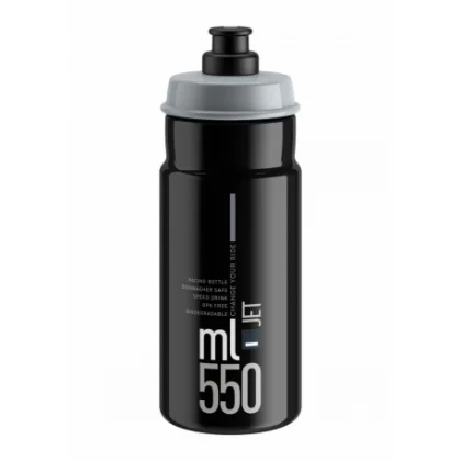 Fľaša na bicykel ELITE Fľaša JET čierna šedé logo 550 ml