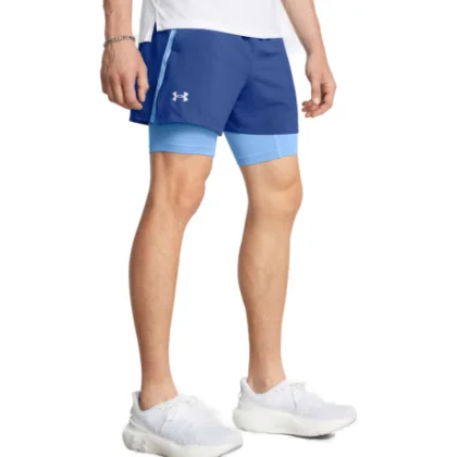 Pánske tréningové kraťasy UNDER ARMOUR UA LAUNCH 5 2-IN-1 SHORTS-BLU