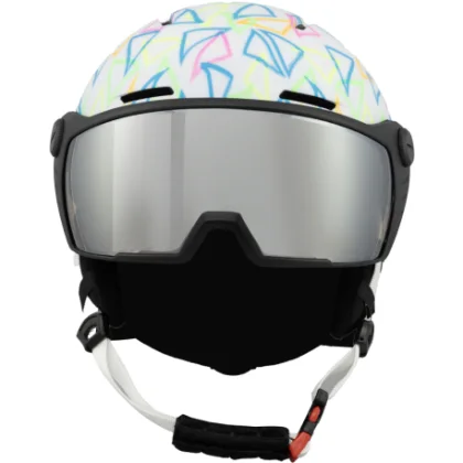 Juniorská lyžiarska prilba so štítom BLIZZARD Flash Visor junior ski helmet, white multicolor, orange lens, silver mirror S2