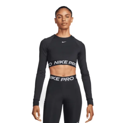 Dámske tréningové tričko s dlhým rukávom NIKE PRO DF 365 CROP LS-010 BLACK WHITE