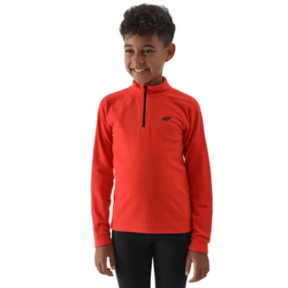 Chlapčenská lyžiarska flisová mikina 4F JUNIOR FLEECE UNDERWEAR-JWAW24UFLEM050-62S-RED