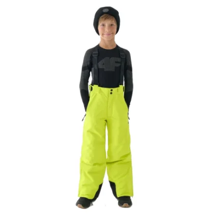Chlapčenské lyžiarske nohavice 4F JUNIOR TROUSERS FNK-JWAW24TFTRM656-45S-CANARY GREEN