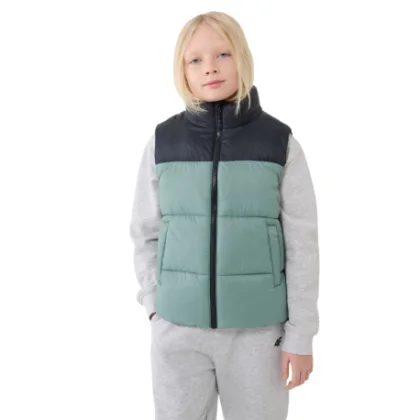Chlapčenská vesta 4F JUNIOR VEST JACKET-JWSS25TVJAM208-41S-GREEN