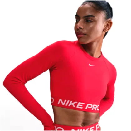 Dámske tréningové tričko s dlhým rukávom NIKE PRO PRO DF 365 CROP LS-657-Red
