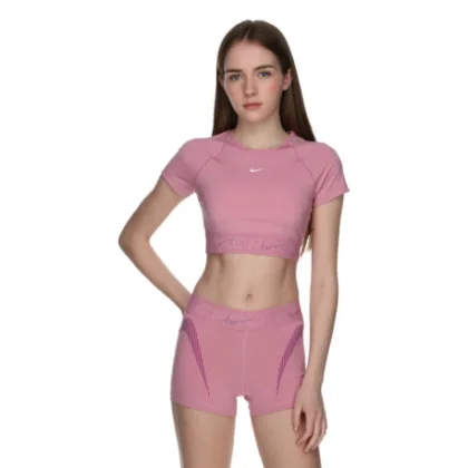 Dámske tréningové tričko s krátkym rukávom NIKE PRO W NP DF SS CROP TOP TT GX-699-Pink
