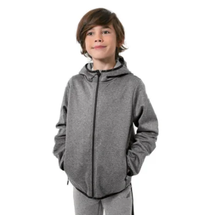 Chlapčenská turistická softshellová bunda 4F JUNIOR BOYS SOFTSHELL JSFM001-24M-MIDDLE GREY MELANGE