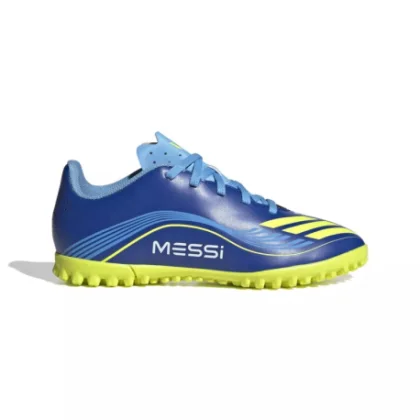 Chlapčenské futbalové kopačky turfy ADIDAS F50 Messi Club Jr TF team royal blue solar yellow semi blue burst