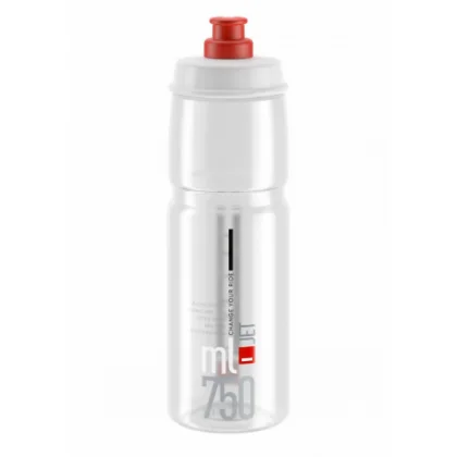 Fľaša na bicykel ELITE Fľaša JET transparentná červené logo 750 ml