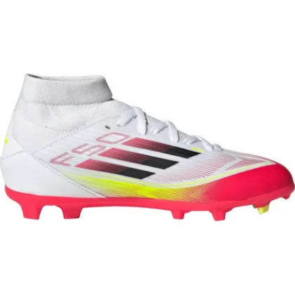 Chlapčenské futbalové kopačky outdoorové ADIDAS F50 League Mid Jr FG MG cloud white core black solar yellow