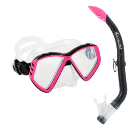 Dievčenský potápačský šnorchlovací set AQUALUNG CUB COMBO SN TRANS PINK