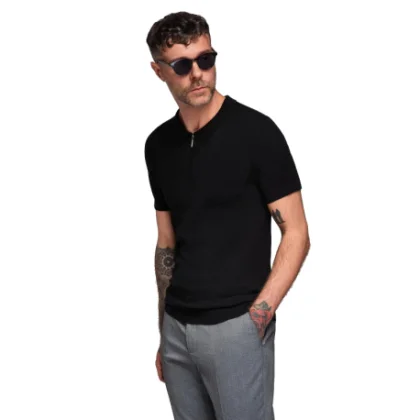 Pánske polo tričko s krátkym rukávom OMBRE T-shirt OM-POSS-0158 V-2 black