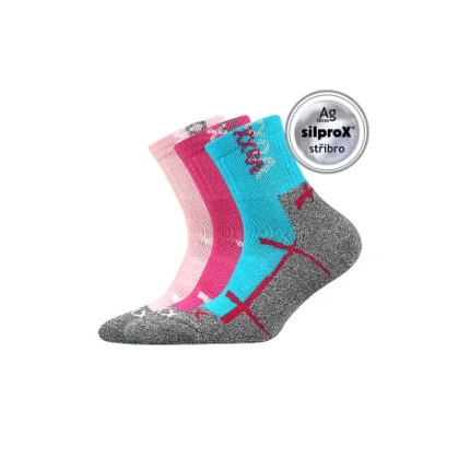 Dievčenské turistické ponožky VOXX 3 PACK-Wallík-Pink Blue