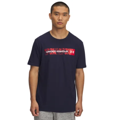 Pánske tričko s krátkym rukávom UNDER ARMOUR UA CAMO CHEST STRIPE SS-BLU