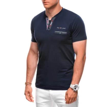 Pánske tričko s krátkym rukávom s v-výstrihom OMBRE T-shirt S1991 navy