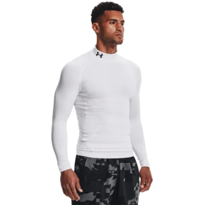 Pánske kompresné tričko s dlhým rukávom UNDER ARMOUR UA CG Armour Comp Mock-WHT