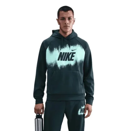 Pánska zateplená tréningová mikina s kapucňou NIKE M NK TF FLEECE PO HD GFX SEAWEED
